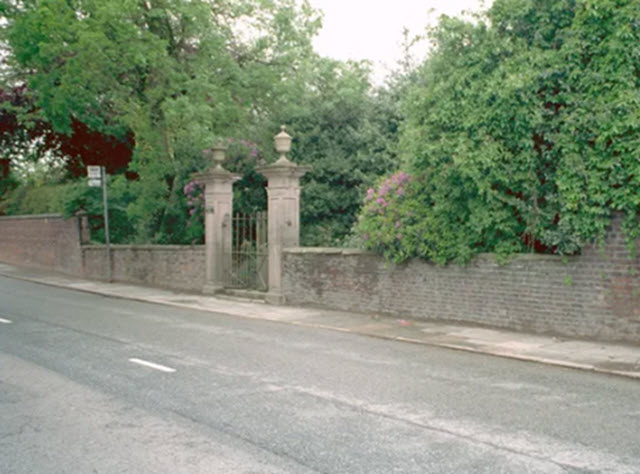 Garden wall and stone gate piers  Chaddock Hall